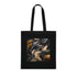 Dynamic Black Cotton Tote Bag with Inky Strokes Pattern
