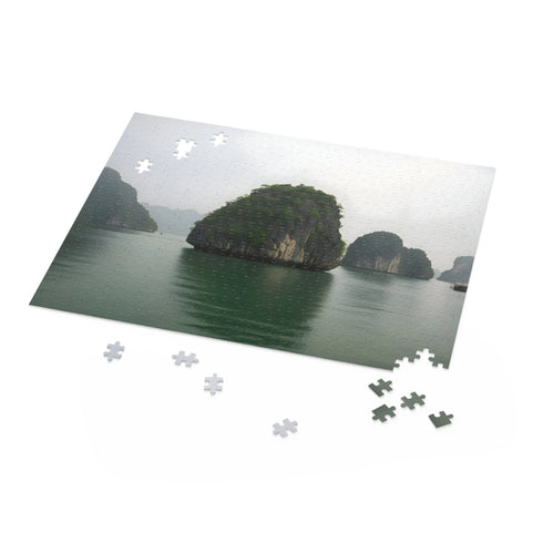Halong Bay Vietnam jigsaw puzzle with emerald waters and limestone formations.