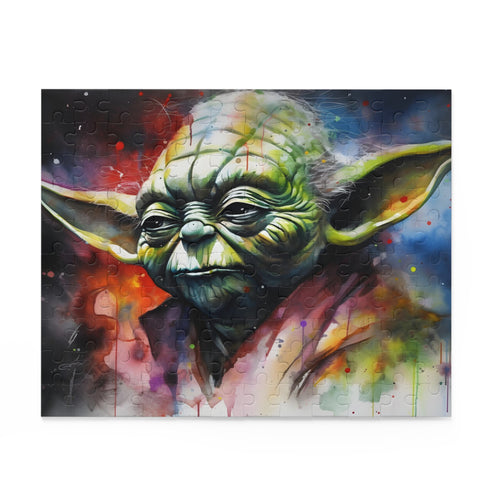 Yoda Neon Watercolor Puzzle - Vibrant Star Wars jigsaw for fans, challenge your mind with neon colors