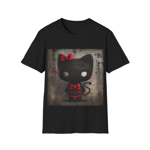 Kuromi Dark Side Kitty Cotton Crew Neck T-shirt in Charcoal, size S