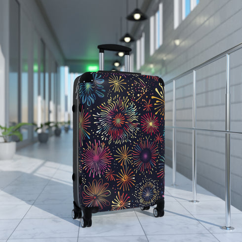 Small Black Festive Fireworks Adventure Suitcase Travel Bags Accessories.