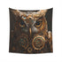 Steampunk Owl Tapestry - Clockwork Owl Design - Industrial and Nature Fusion - Perfect Gift - High-Quality Material.