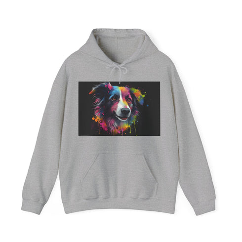 Smiling Collie Majesty Watercolor Navy Hoodie, Regular Fit Soft Unisex Sweatshirt