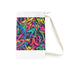 Neon graffiti laundry bag with vibrant urban pattern for style in laundry routine