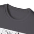 Charcoal crew neck t-shirt with dancer silhouette and musical notes graphic