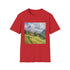 Charcoal Swiss Alps watercolor t-shirt with crew neck and regular fit