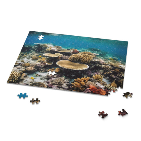 Vibrant Great Barrier Reef coral jigsaw puzzle with colorful marine life.