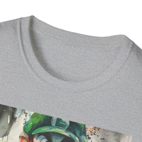 Charcoal Luigi Green Thunder T-shirt crew neck vibrant DTG print comfortable cotton