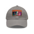 Neon watercolor baseball cap with rectangle light brown patch.