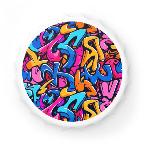 Bright neon graffiti bottle opener for modern kitchens and bars.