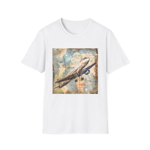 Vintage airplane adventure t-shirt in black with 2XL size option.