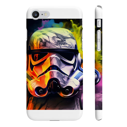 Neon stormtrooper phone case, iPhone 7 Plus, glossy design.
