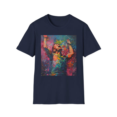 Charcoal Coldplay album art T-shirt showcasing vibrant brushstroke melodies