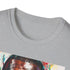 Charcoal cotton crew neck T-shirt with colorful Kanye West portrait