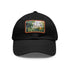 Central Park watercolor skyline baseball cap, white with light brown rectangle patch.