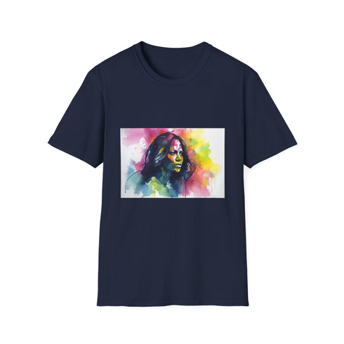 Charcoal cotton T-shirt with neon Michelle Obama graphic and crew neck design