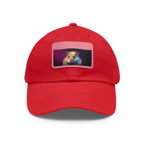 Bright neon hamster cotton baseball cap with light brown patch.