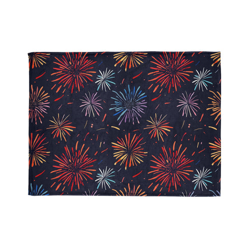 Vibrant fireworks burst patterned blanket for festive home decor.