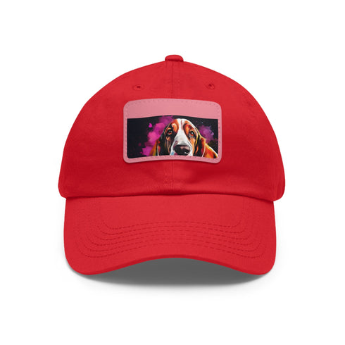 Basset Hound White Cap with Light Brown Patch and Rectangle Shape