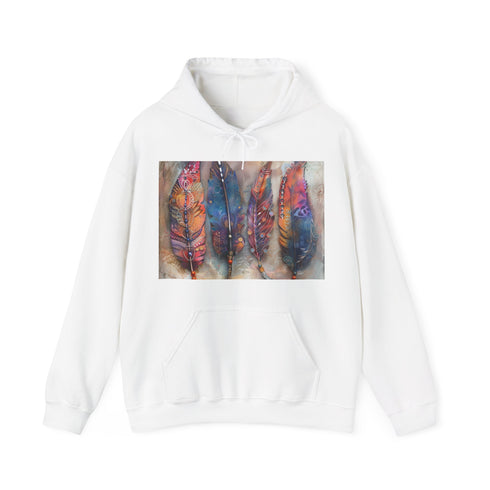 Bohemian feather hoodie in navy for men and women.