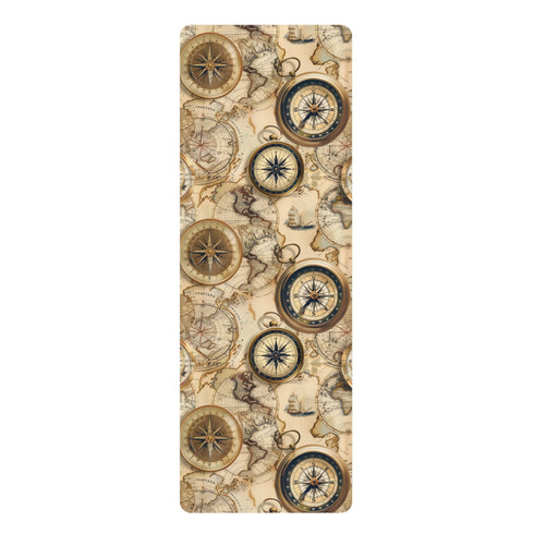 Historic Maps Yoga Mat featuring seamless pattern of antique maps.