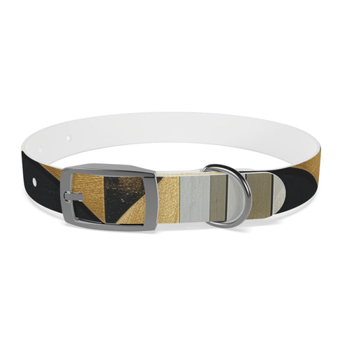 Abstract patterned black onyx dog collar for chic canine couture.