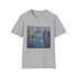Charcoal t-shirt with Chrysler Building watercolor design capturing Art Deco elegance