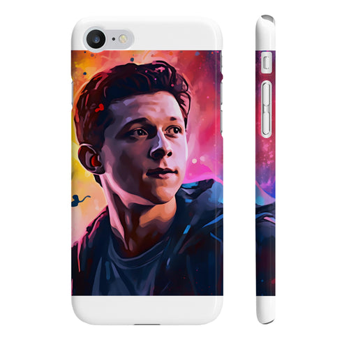 Neon Spidey Phone Case - Vibrant Tom Holland design, glossy finish.