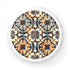 White ceramic tile bottle opener with intricate tile-inspired pattern.