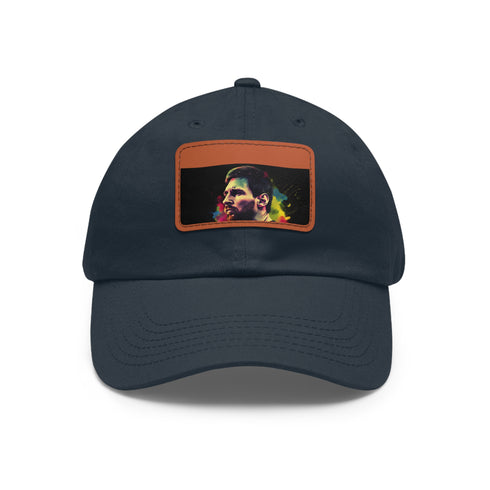 Messi Neon Splash Cap in White with Light Brown Rectangle Patch