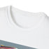 Soft, charcoal retro roller skate T-shirt with colorful stripes.