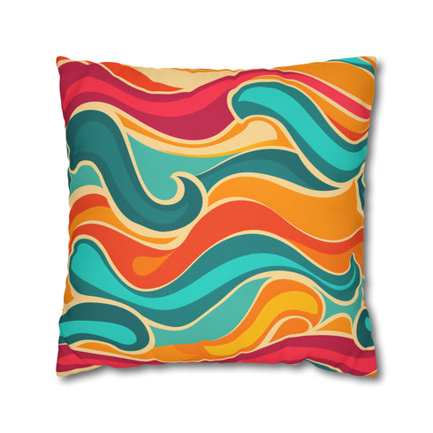 Retro Waves Pillow Case - Vintage-inspired design with seamless pattern and vibrant colors for stylish bedroom decor