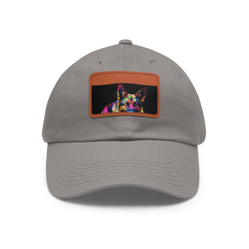 German Shepherd baseball cap with white/light brown patch, rectangle shape.