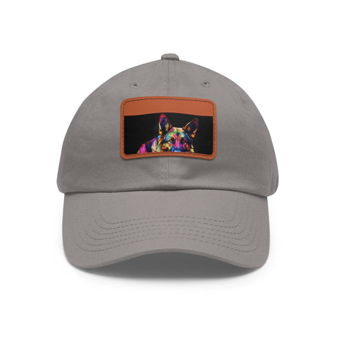 German Shepherd baseball cap with light brown patch.