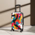 Bright geometric pattern small black suitcase set for fashionable travel.