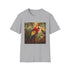 Charcoal cotton T-shirt with vibrant tropical parrot design evokes freedom and joy