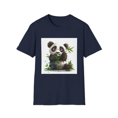 Panda graphic bamboo T-shirt, charcoal, crew neck, regular fit.