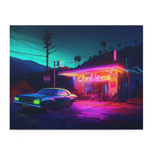 Cillian Murphy Neon Watercolor Puzzle with 120 vivid pieces.