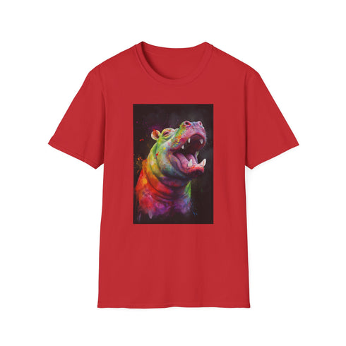 Charcoal smiling hippo t-shirt in soft cotton crew neck design