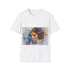 Charcoal crew neck Leia tee with watercolor galaxy design