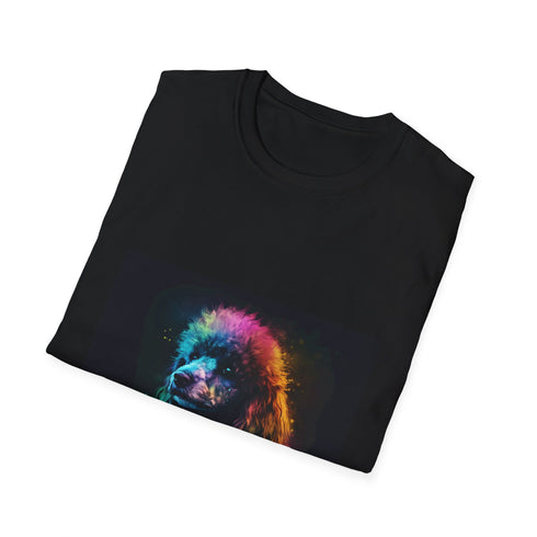 Watercolor poodle tee in vibrant colors for playful summer style.