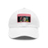 Neon watercolor Paul McCartney baseball cap in white with light brown patch.