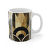 Abstract art deco ceramic coffee mug, 11 oz, home & kitchen essential.