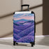 Chic black suitcase with lavender fields pattern design.