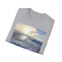 Charcoal cotton T-shirt featuring icy Antarctic graphic with crew neck design