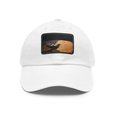 Midnight Elegance Baseball Cap in white with light brown rectangle patch.