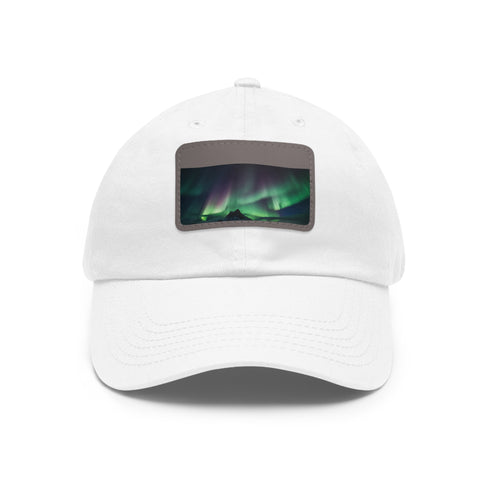 Northern Lights Glow Baseball Cap in White with Light Brown Patch
