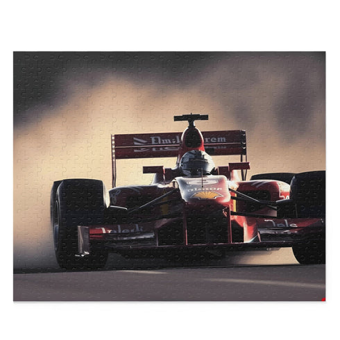 High-speed Formula 1 racing jigsaw puzzle with intense competition.