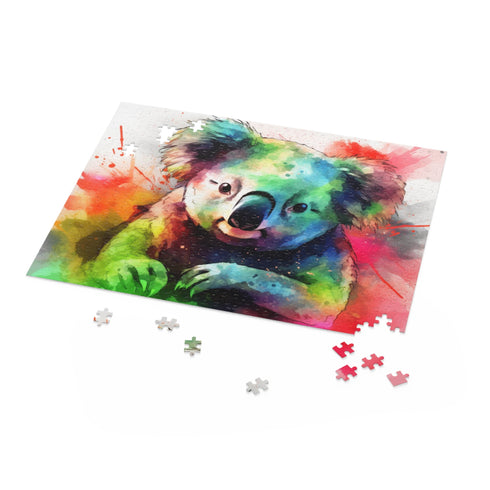 Koala Watercolor Jigsaw Puzzle, vibrant design for animal lovers and puzzle enthusiasts
