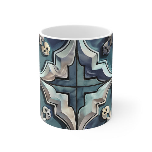 Artisan Tiles Pattern Coffee Mug 11oz Ceramic Mediterranean Style Mug